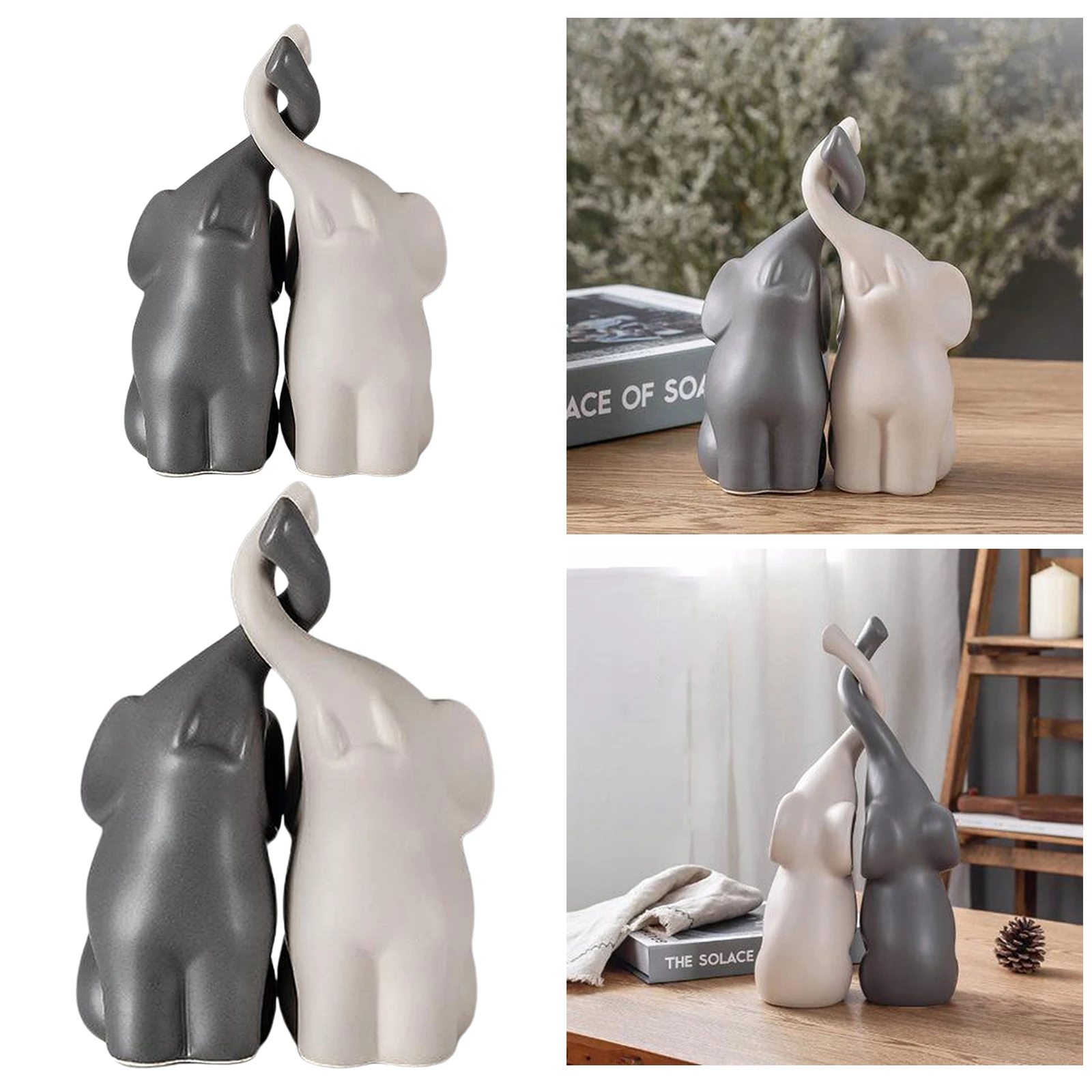 

1 пара настольная статуя слона ремесла современная скульптура украшение дома украшение подарок