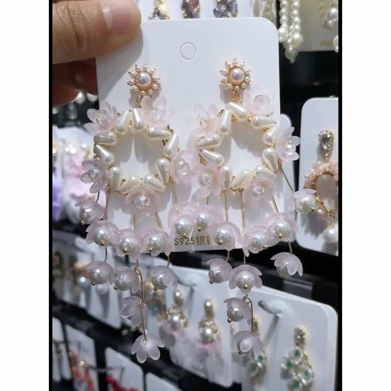 Zerong Ejewelry розовые серьги с имитацией жемчуга Новые висячие серьги для женщин ювелирные изделия аксессуары позолоченные женские серьги