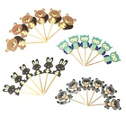 24 шт., топпер для торта с изображением животных из мультфильмов украшения для кексов, енота, медведя, кролика, совы