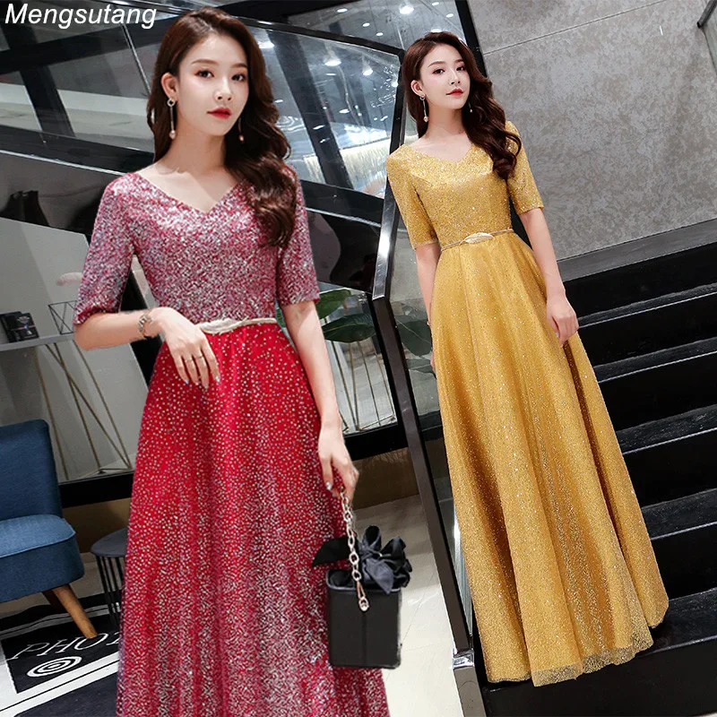 Элегантное Плиссированное вечернее платье из тюля с коротким рукавом v-образным