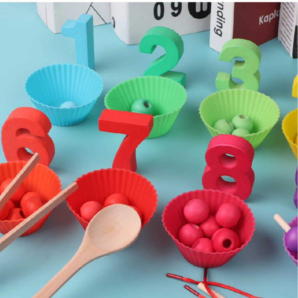 

Children Montessori Wooden Clip Beads Fishing Learning Math Number Kids Early Educational Toys Gifts
