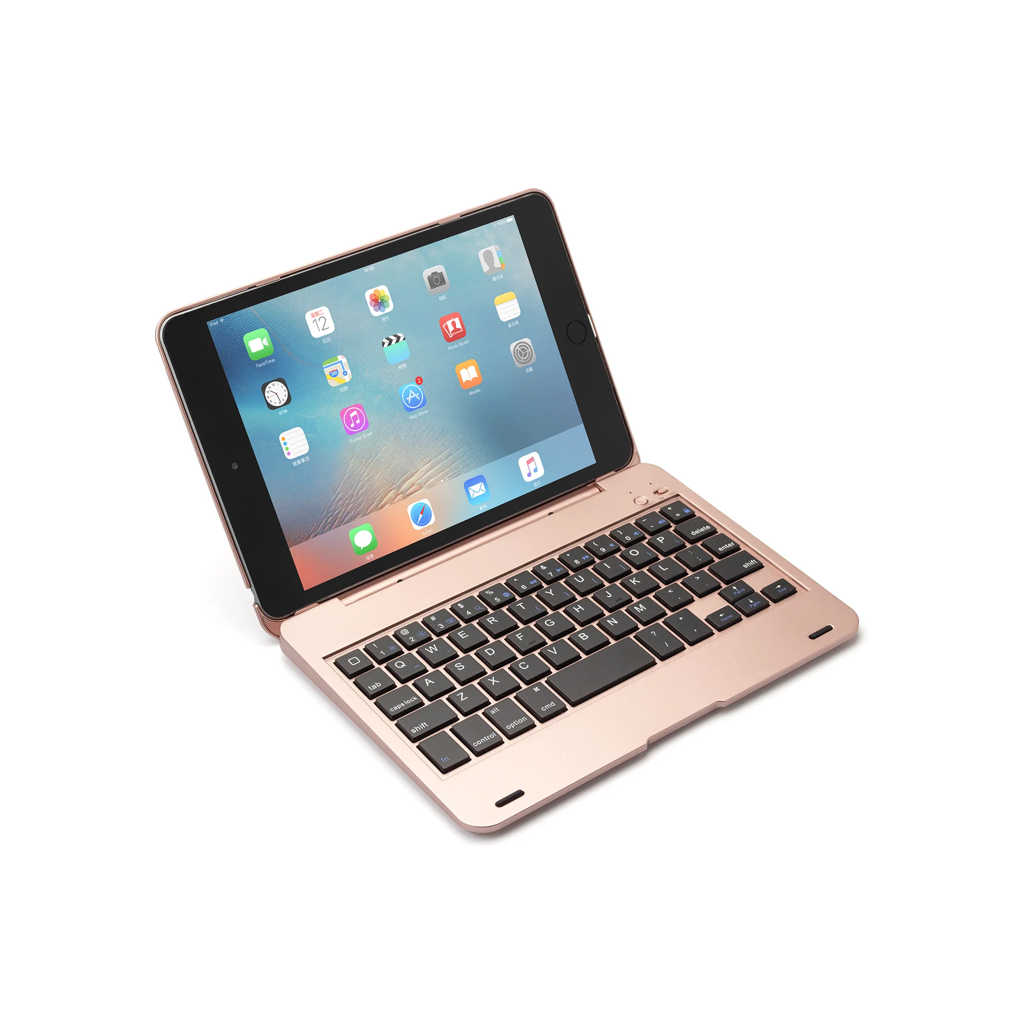 CJ Мини Портативный беспроводной Bluetooth чехол для клавиатуры для Apple IOS F1+ для iPad MINI 4,5 и F1 для IPad mini 1, mini 2, mini 3 - Цвет: F1 Plus-Rose gold