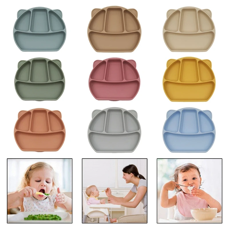

Миска на присоске для младенцев, разделенная обеденная тарелка, для обучения кормления младенцев, Нетоксичная силиконовая, без БФА, однотон...