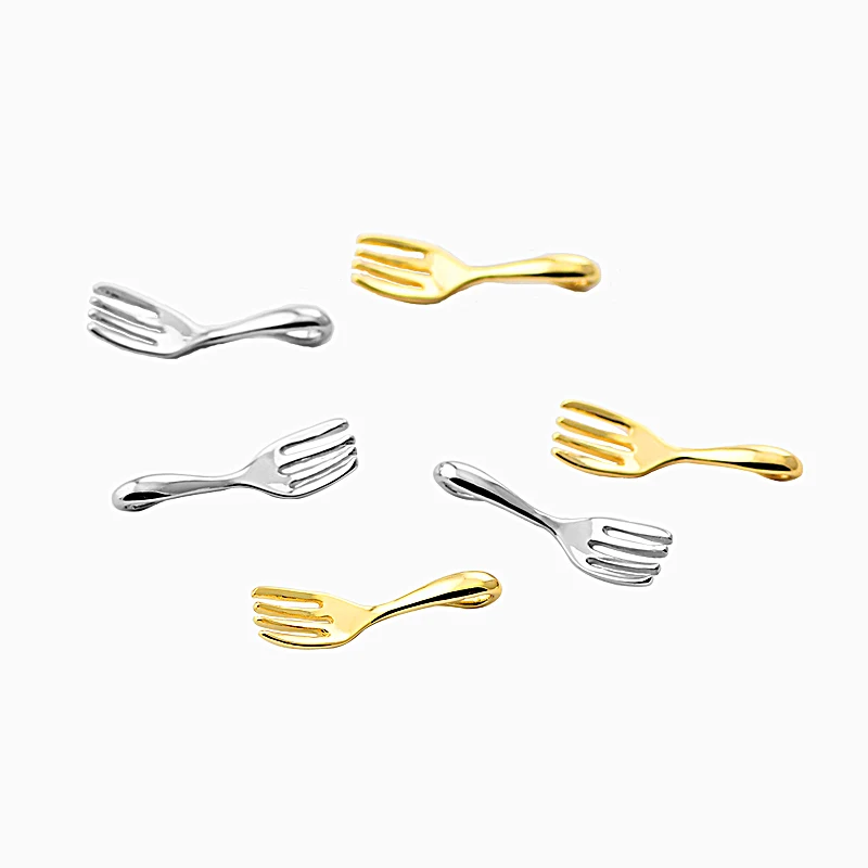 

1pcs 5*17mm 24K Champagne Gold and Platinum Color Plated Brass With Mini Fork Shape Charms Necklace or Bracelet Jewelry Supplies