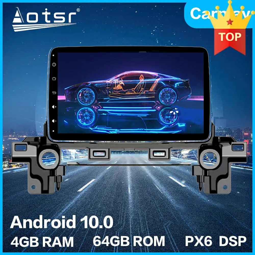 Aotsr Android 10 0 4 + 64G Автомобильный Радио плеер GPS навигация автомобильный стерео HD