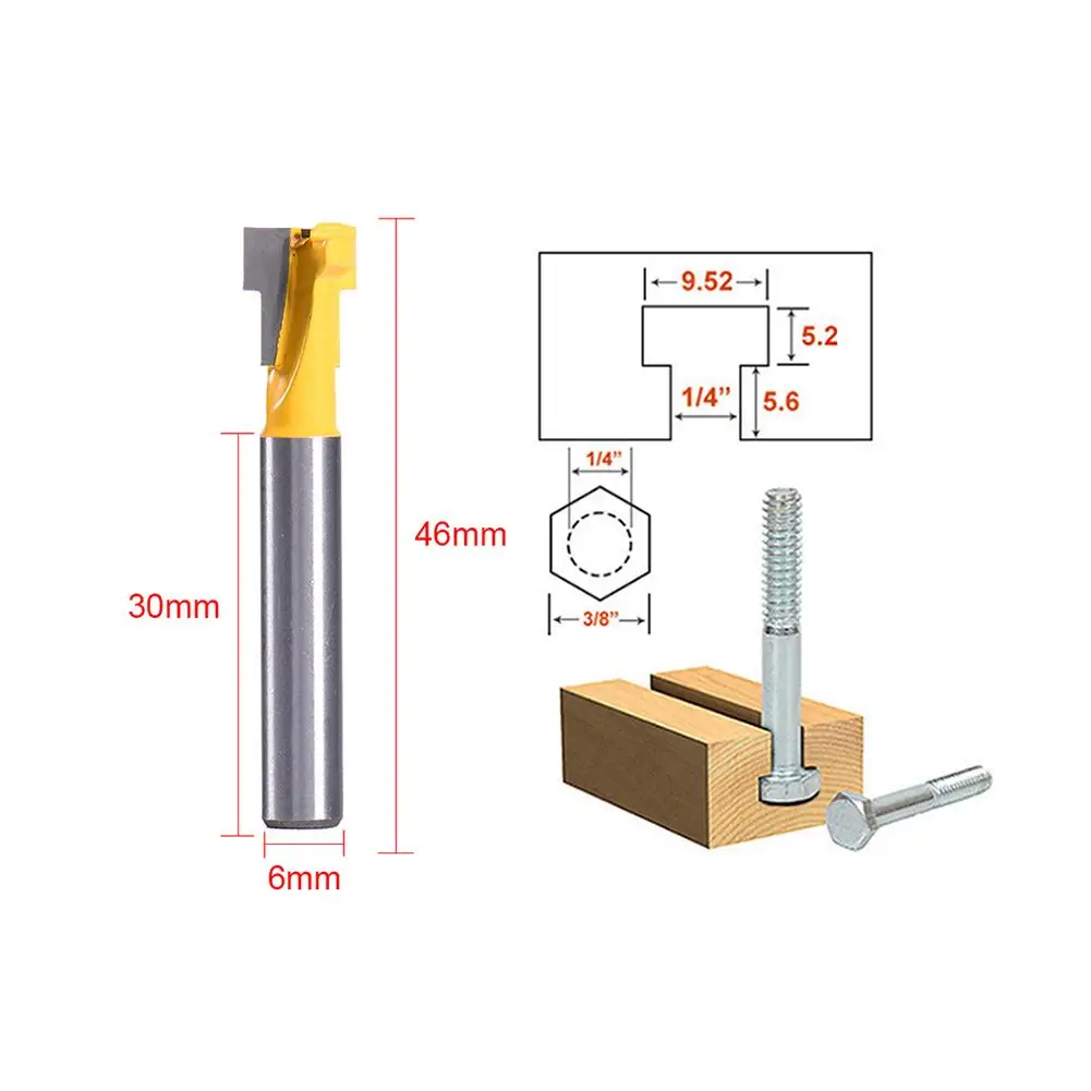 

1pcs Milling Machine Keyhole Knife T-shaped keyhole knife Woodworking Tools End Mill Router Bits Trimming Knife Milling Cutter