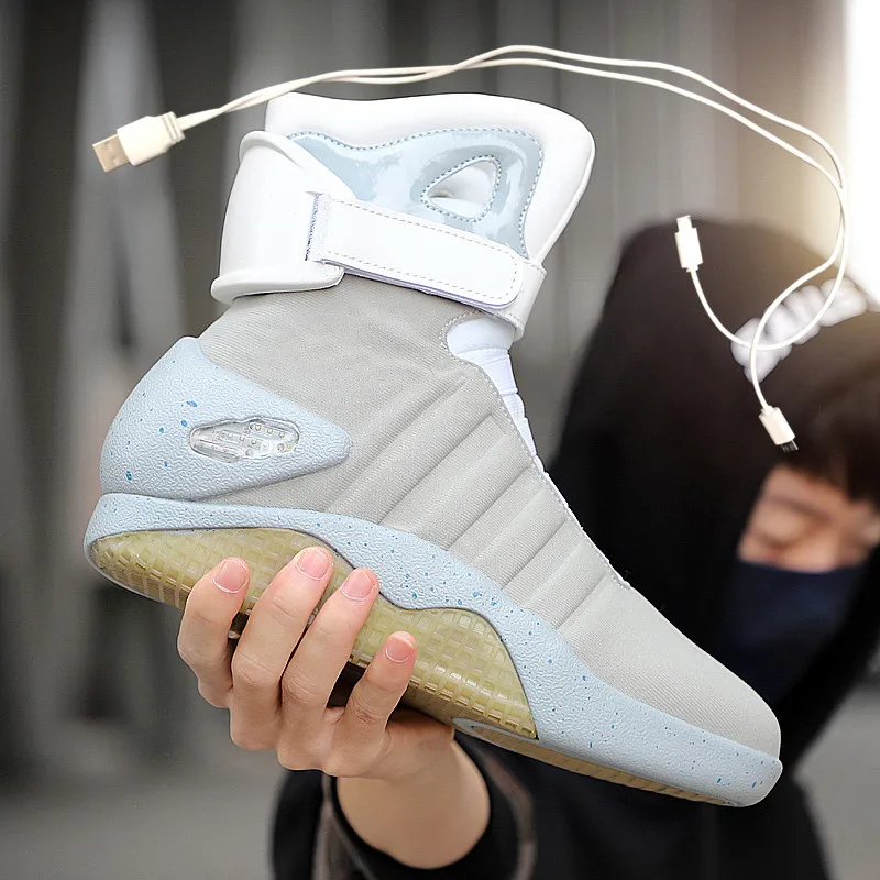 Usb Charging Led Luminous Shoes Men Fashion Light Up Casual Men Back To The Future Glowing Sneaker
