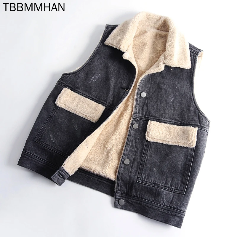 

Luxury Brand New Winter Women Warm Vest With Pockets Autumn Female Casual Thick Solid Casual Waistcoat with Fur Vest Sleeveless