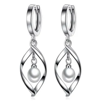 

Fashionable European and American earrings, simple twisted wire tassel pearl earrings, elegant temperament earrings KED-3196