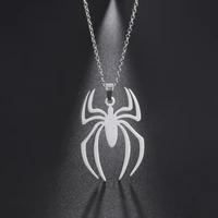 my shape punk spider pendant necklaces for men silver color stainless steel necklace choker fashion male jewelry collar hombre