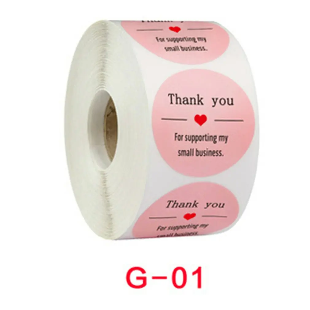 

Pink Thank You Stickers Label 500 Pcs/Roll Copper Plate Self-Adhesive Material Round Wedding Decoration Stickers 1 Inch
