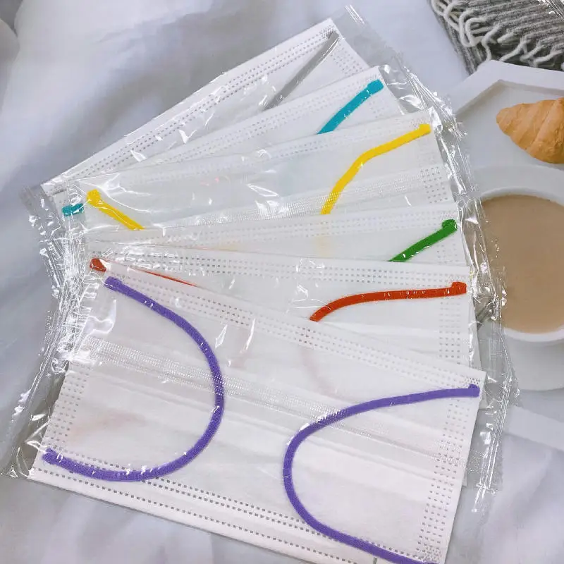 

New Adult Face Masks Color Earband White 3-layer Melt Blown Fabric Mouth Caps Individual Package Mascarilla French Custom Masque