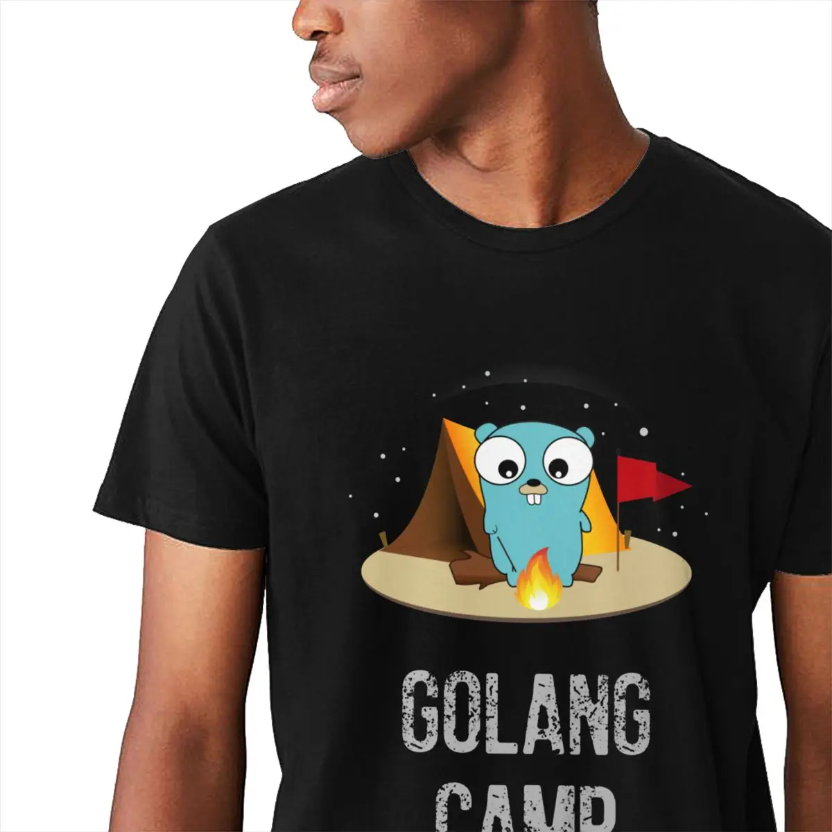 Мужская футболка Golang Gopher мягкая дизайнерская Винтажная с круглым