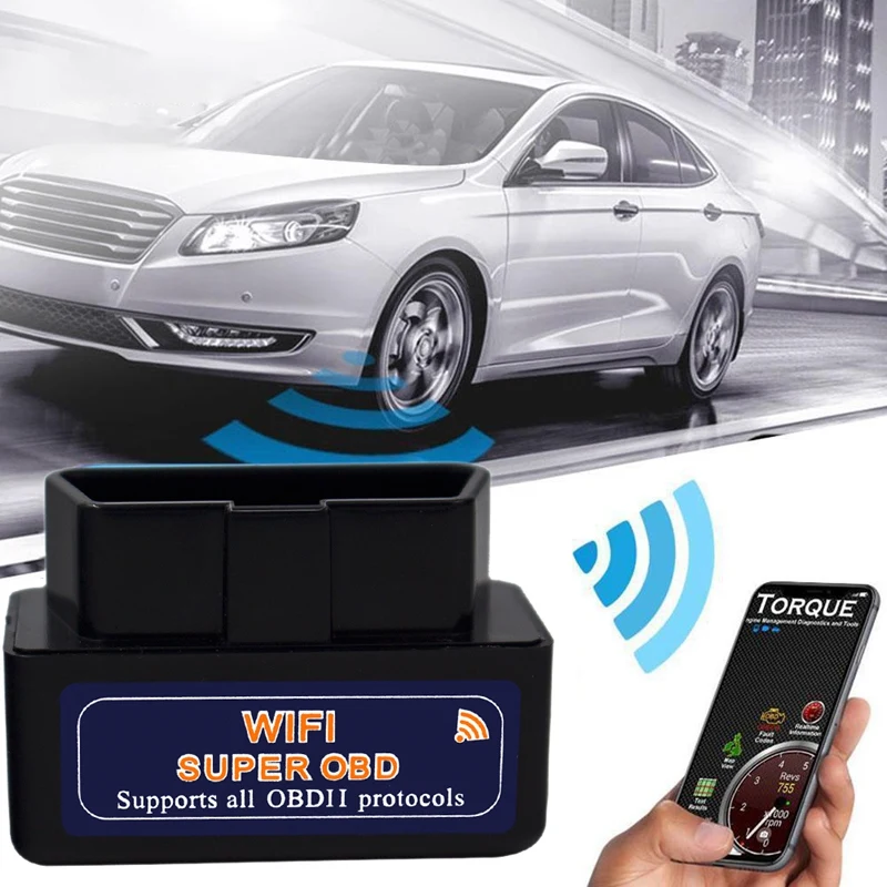 

AU05 -OBD2 сканер ELM327 V1.5 WIFI OBD 2 Автомобильный диагностический сканер для автомобиля OBDII диагностический инструмент считыватель кодов черный