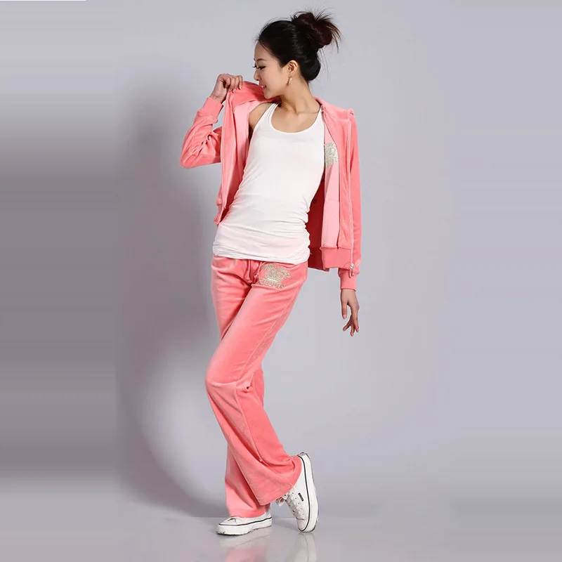 Женский брендовый велюровый спортивный костюм из бархатной ткани женский