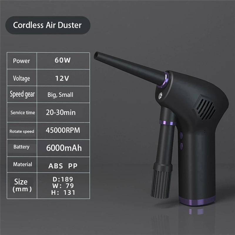 Cordless Air Duster Compressed Air Blower Electric Air Duster for Computer Keyboard Camera Cleaning Small Appliances