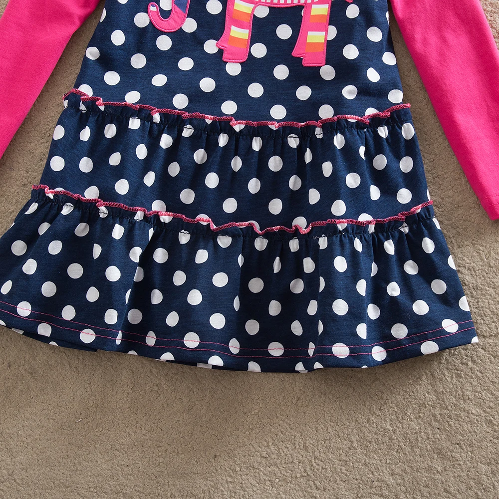 VIKITA Baby Girls Dress Toddlers Animal Cartoon Long Sleeve Princess Dresses Children Clothing for Kids Patchwork LH605 | Детская одежда