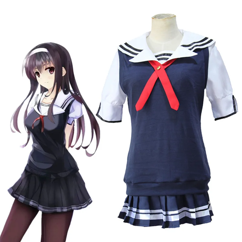 

Anime Saenai Heroine No Sodatekata Kasumigaoka Utaha Cosplay Costumes Saekano Eriri School Uniform JK Sailor Suit Shirt Skirt