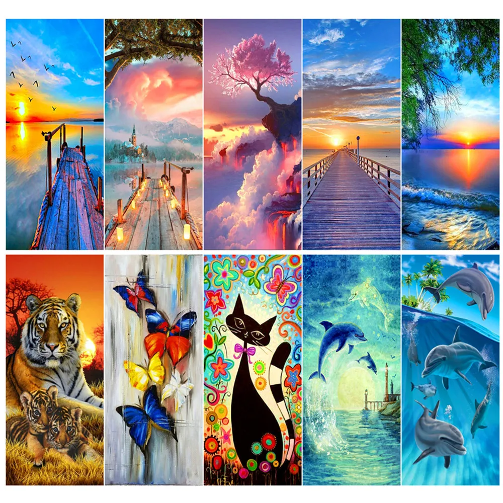 Алмазная 5d картина с круглыми стразами животное пейзаж мозаика Современная