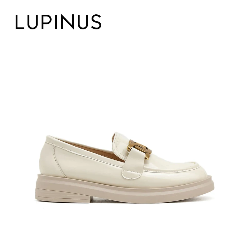 

LUPINUS Fashion Metal Decoration Women Loafers 2022 New Retro Style Platform Women Flat Shoe Spring Round Toe Women Casual Shoe