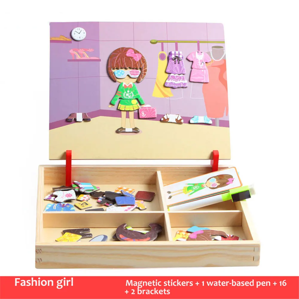 

Multiple Types Of Magnetic Puzzle Patches Children'S Early Education Toys Facial Expression Princess Dress Up Circus Show
