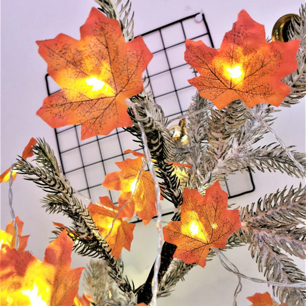 

Artificial Plant Leaves String Light Halloween Thanksgiving Christmas Autumn Maple Leaves Garland LED Fairy Lights