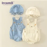 ircomll 2pcs baby summer clothes denim bodysuit hat baby boys girls set for newborns jumpsuit for kids childrens clothing