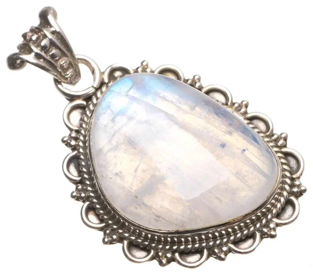 Подвеска из серебра 925 пробы натуральный Радужный Лунный Камень 1 1/2 дюйма