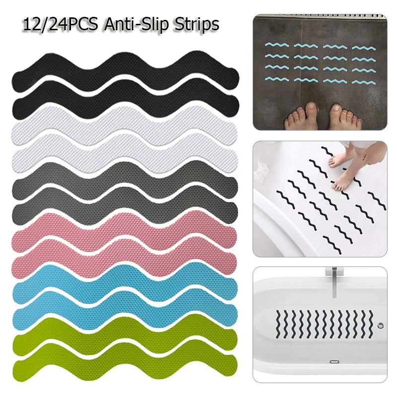 12/24Pcs S Shaped Anti Slip Strips Waterproof Safety Strips 