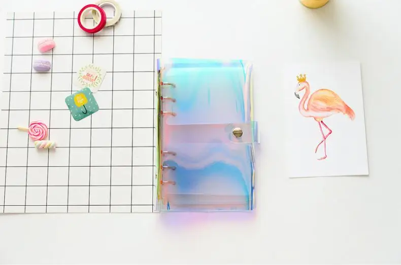 A5 A6 лазерный прозрачный цветной ПВХ внутренний лист альбом с карманами держатель для фотоальбома скрапбук реквизит наклейки карманы для хранения