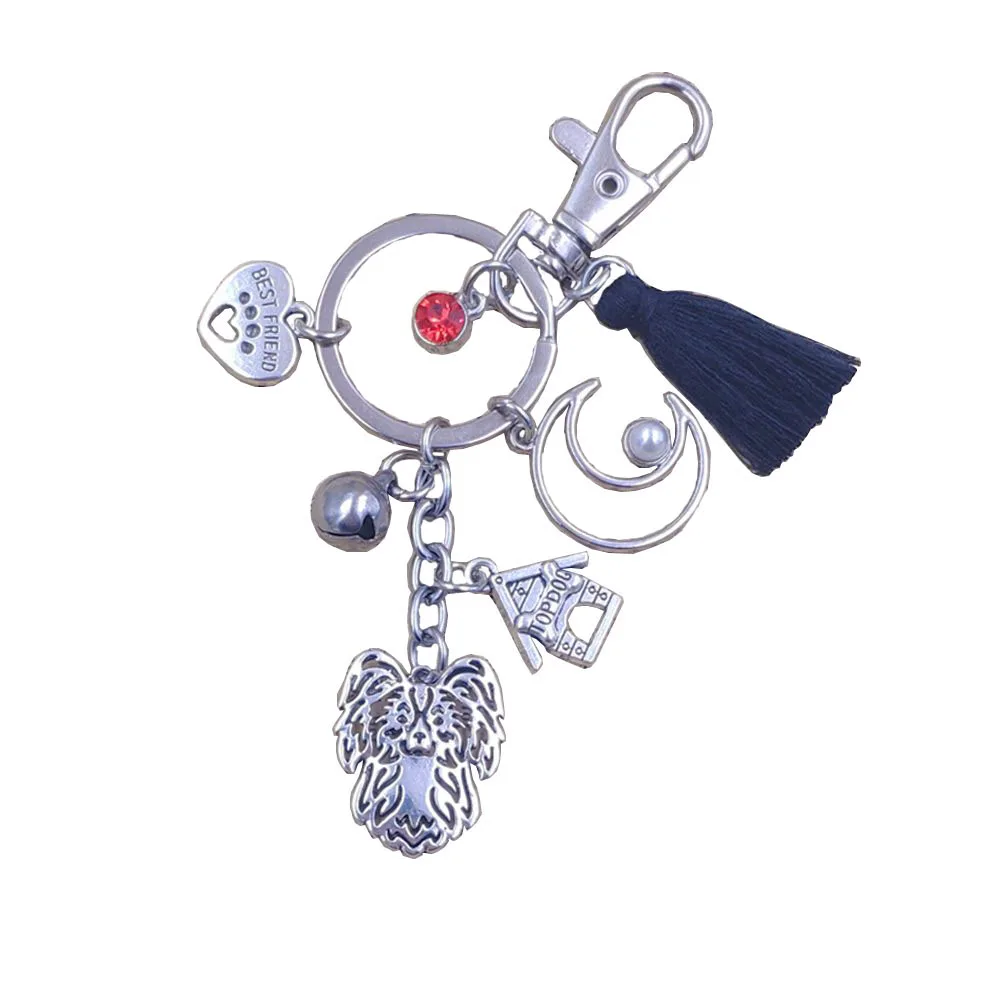 Изысканное этническое кольцо для ключей с животными собаками кисточками