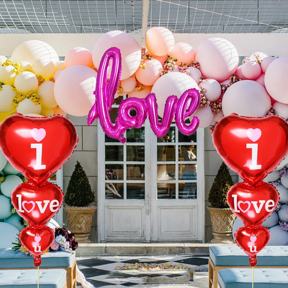 Фольгированный Гелиевый шар I LOVE U в форме сердца украшение для свадьбы