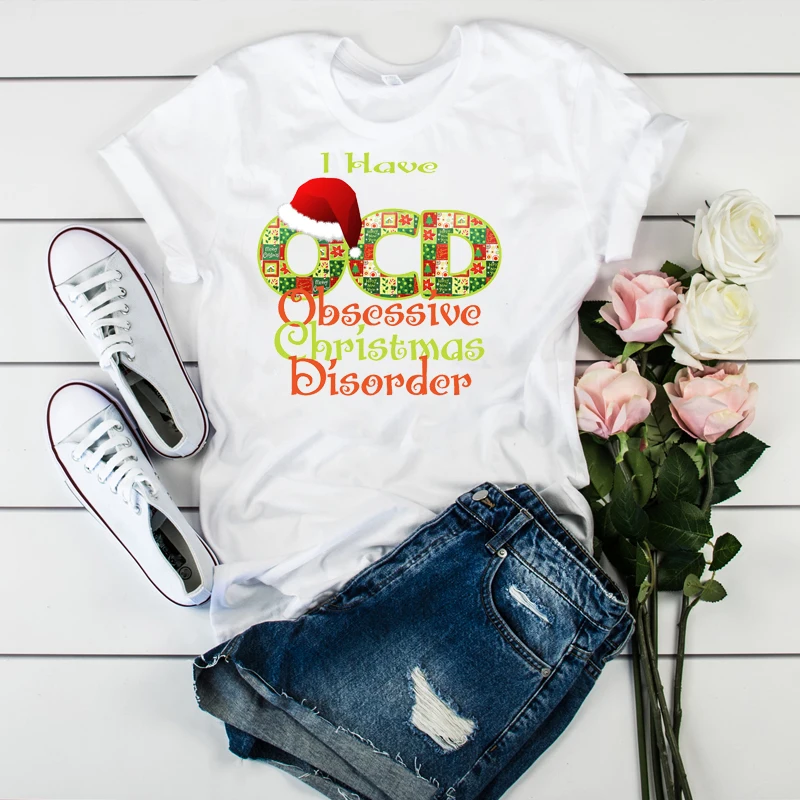 

Women Lady T Shirt Christmas Santa Clause Printed Tshirt Ladies Short Sleeve Tee Shirt Women Female Tops Clothes Graphic T-shirt