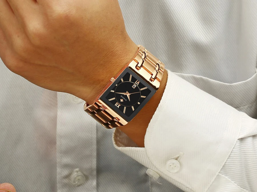 Relogio Masculino WWOOR Gold Black Watch Men Quartz Waterproof Wrist Watch For Men Fashion Square Casual Clock Male Dropshipping