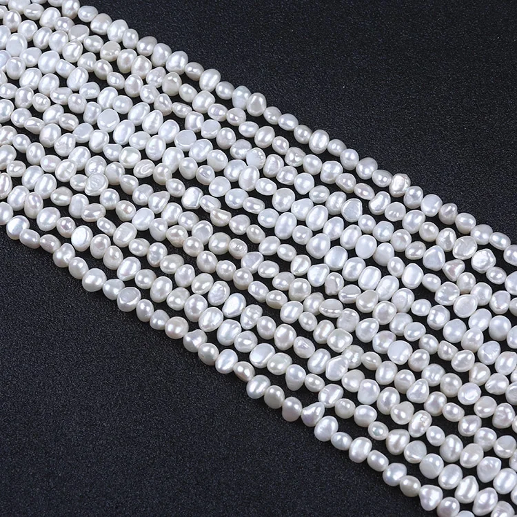 

APDGG Wholesale 10Strands Natural 4-5mm natural white AA grade Strands baroque pearl strand women lady jewelry DIY