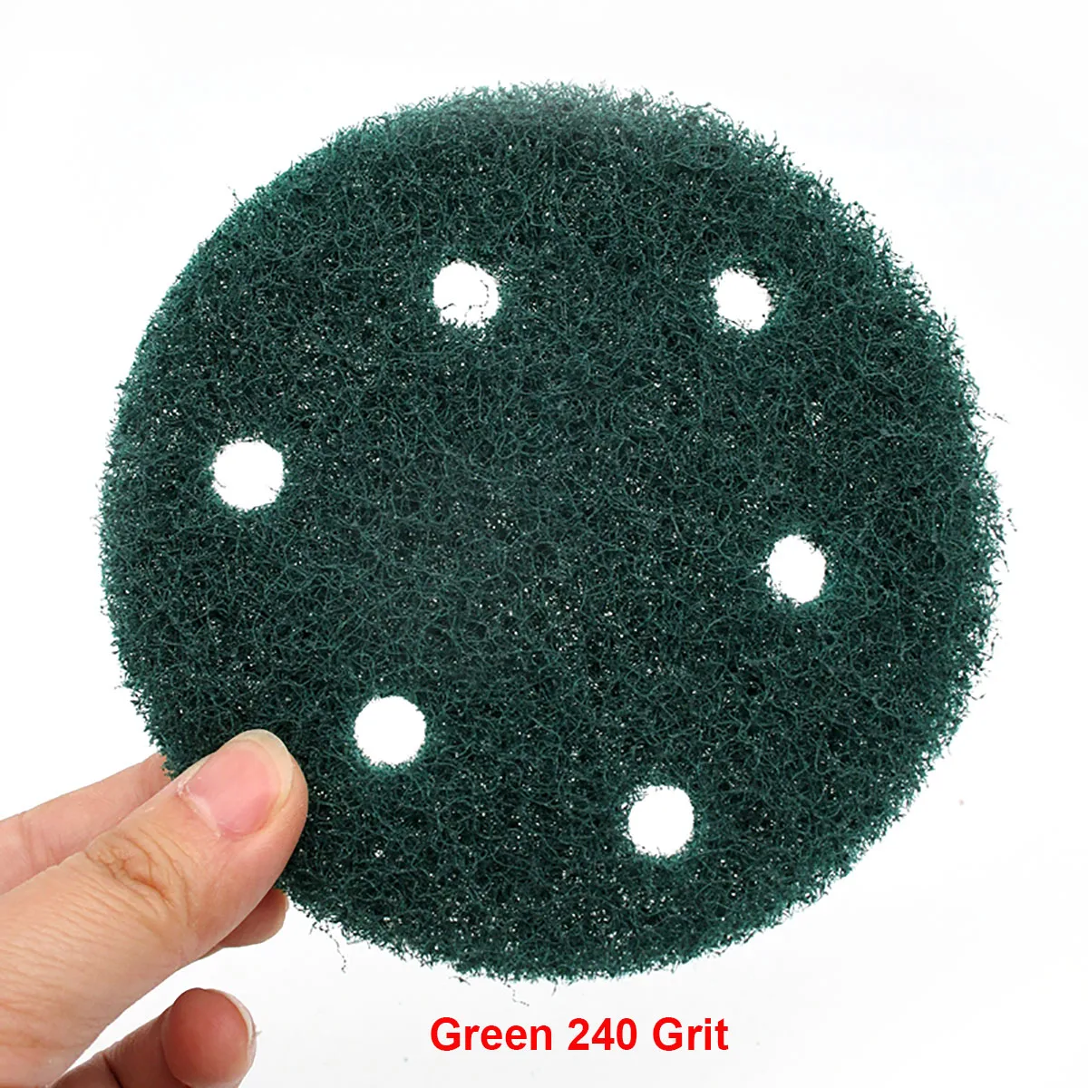 

5Pcs 5" 125mm Flocking Scouring Pad 6-hole Round Nylon Fiber Abrasive Sanding Discs for Rust Removal Dusting Polishing Grinding