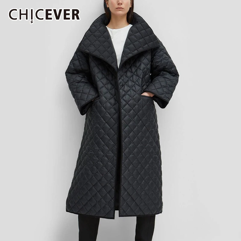 CHICEVER повседневное асимметричное хлопковое пальто с Аргайлом для женщин