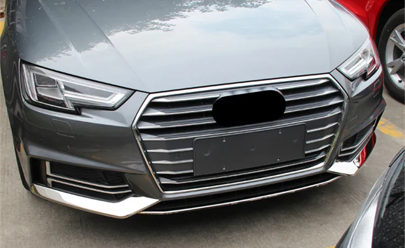 Автомобильный Стайлинг, полоски из нержавеющей стали, 3 шт. для Audi A4 B9, накладка на передний бампер, декоративная отделка, внешние наклейки, автомобильные аксессуары