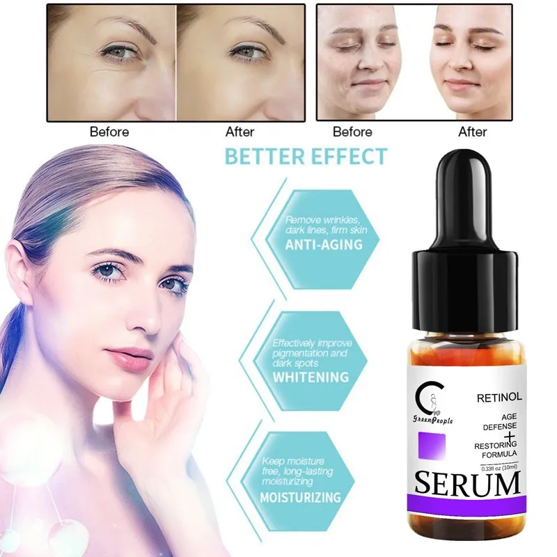 

GreenPeople Facial Retinol Serum Shrinking Pores Anti-Wrinkle Anti-Ageing Moisturizing Hyaluronic Acid Face Essential Oil