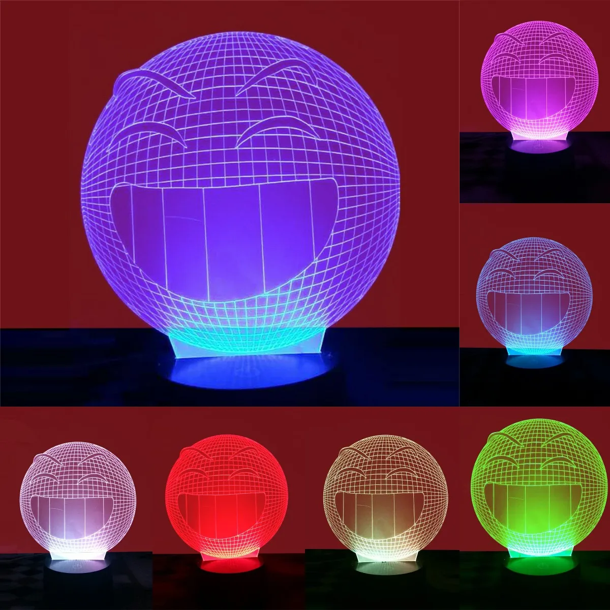 

3D LED Night Light Smiley Figure 7 Colors Touch Optical Illusion Table Lamp Home Decor Christmas Gifts for Kids Sleeping Lamp