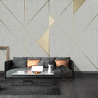Самоклеящиеся водонепроницаемые Настенные обои на заказ, современные 3D цементные обои в стиле ретро с золотыми полосками, геометрический фон, украшение для стен, наклейки