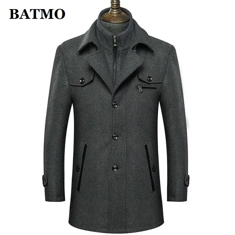 

BATMO 2021 new arrival winter high quality wool thicked trench coat men,men's gray wool jackets,plus-size M-4XL,1933