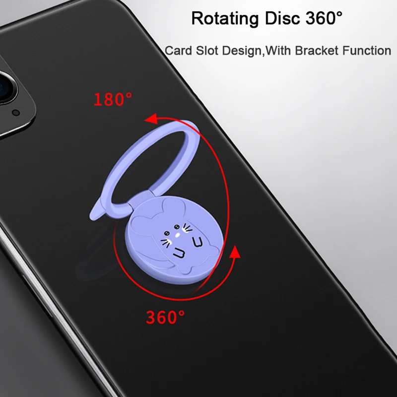 Rotate Metal Ring Holder Cute Cartoon Cat Finger Ring For iPhone 12 Samsung Huawei Xiaomi Redmi Mobile Phone Round Mount Stand