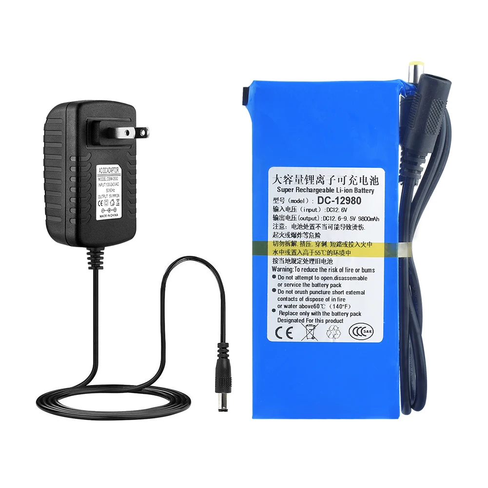 Защита от перезарядки DC 12V 9800MAH литий ионная аккумуляторная батарея для камеры