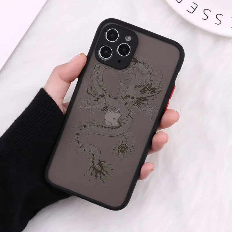 

Dragon God Pattern Phone Case Matte For iPhone 12 Mini 11 Pro XR XS Max 7 8 Plus X Hard PC Back Cover