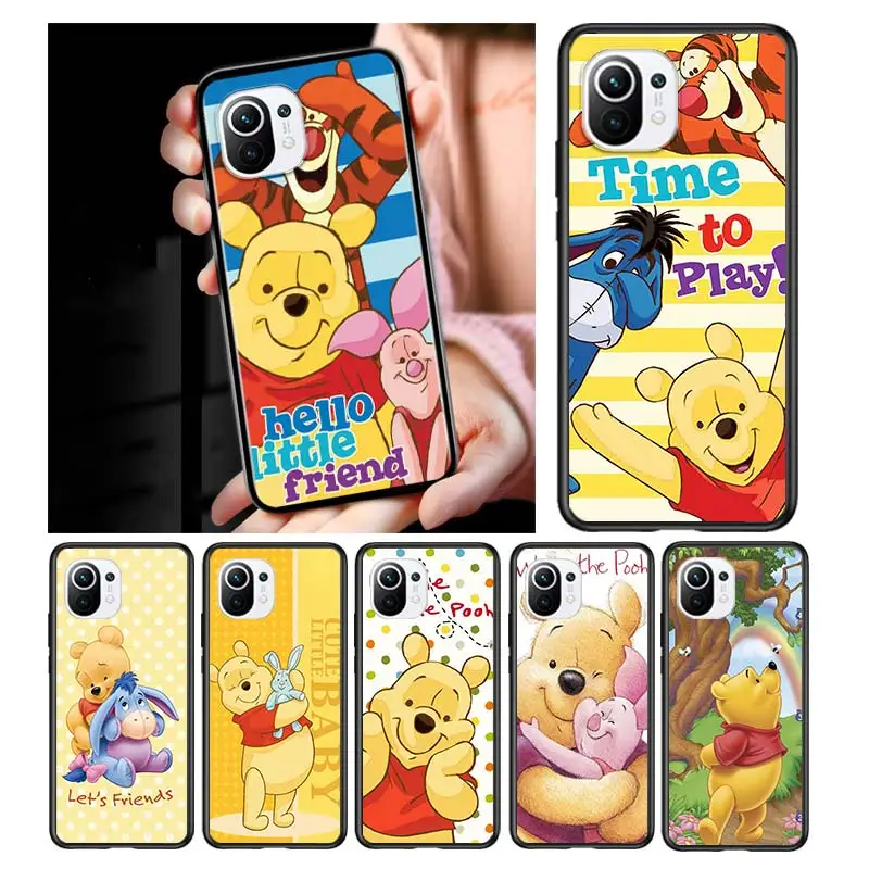 

Disney Winnie the Pooh for Xiaomi Mi 11 Lite 10T Note10 Ultra 5G 9 9T SE 8 A3 A2 A1 6X Pro Play F1 5G Black Phone Case