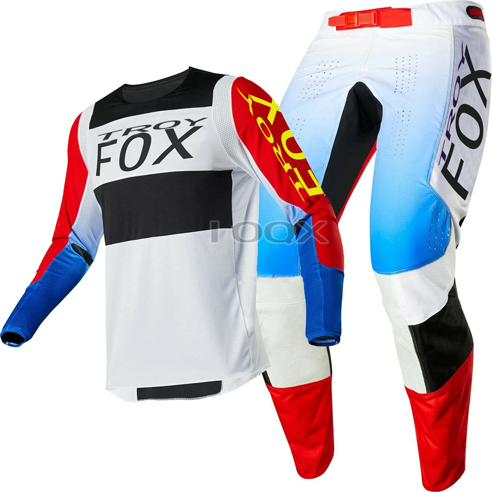 

Free Shipping 2020 Troy Fox MTB 360 Linc Adult Blue/White Gear Combo ATV MX Off-Road Scooter Motorcycle Jersey Pant