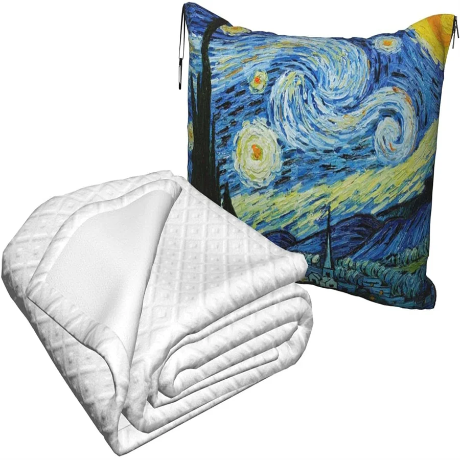 barato Noite Estrelada Viagem Travesseiro Cobertor Dois-em-um Mochila Cinta E Compacto Avião Saco Cintura Suporte 60x43 Polegadas