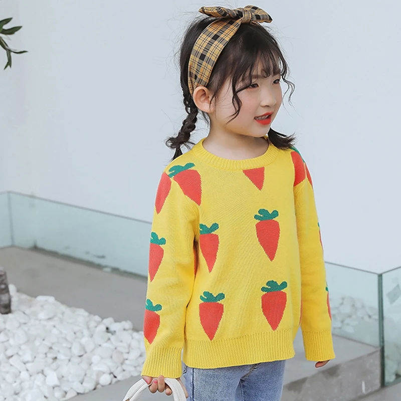 Свитер для маленьких девочек новинка на осень и весну детская трикотажная одежда