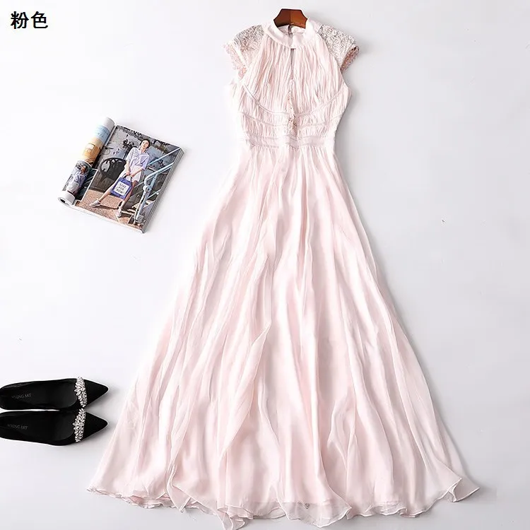 

New 114258 inscription women s summer collar zipper glitter nail bead set auger dress with short sleeves